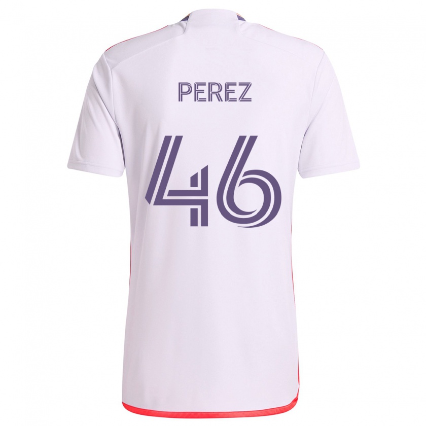 Kandiny Homme Maillot Franco Pérez #46 Blanc Rouge Violet Tenues Extérieur 2024/25 T-Shirt