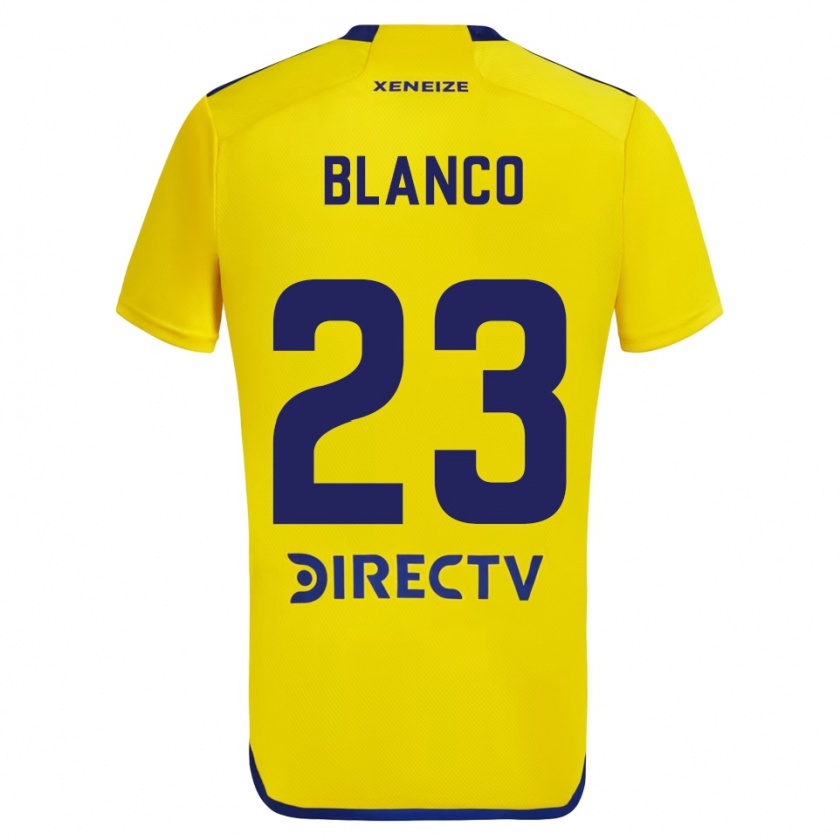 Kandiny Homme Maillot Lautaro Blanco #23 Jaune Bleu Tenues Extérieur 2024/25 T-Shirt