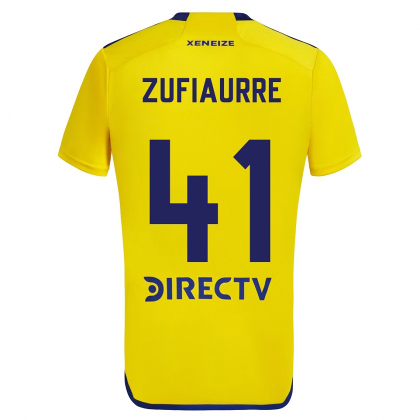 Kandiny Homme Maillot Iker Zufiaurre #41 Jaune Bleu Tenues Extérieur 2024/25 T-Shirt