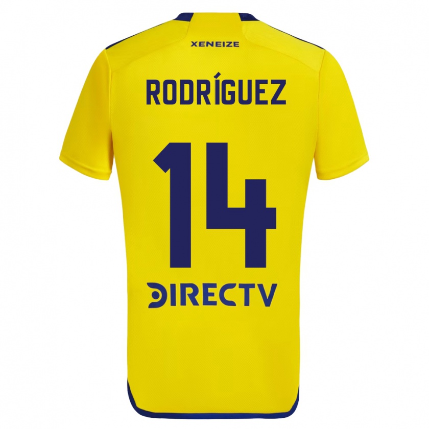 Kandiny Homme Maillot Isaías Rodríguez #14 Jaune Bleu Tenues Extérieur 2024/25 T-Shirt