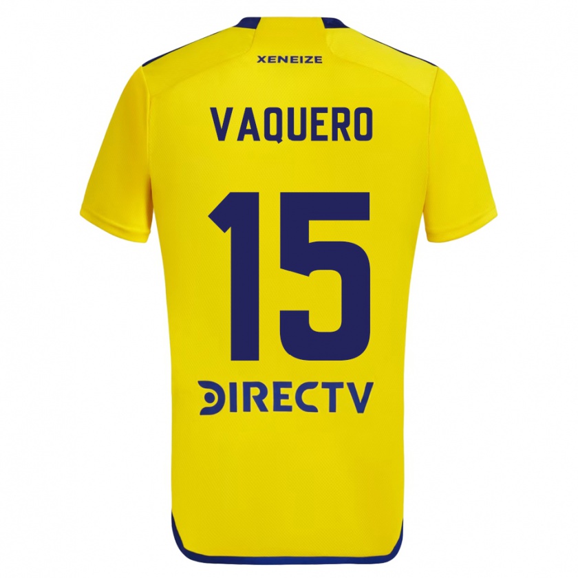 Kandiny Homme Maillot Iván Vaquero #15 Jaune Bleu Tenues Extérieur 2024/25 T-Shirt