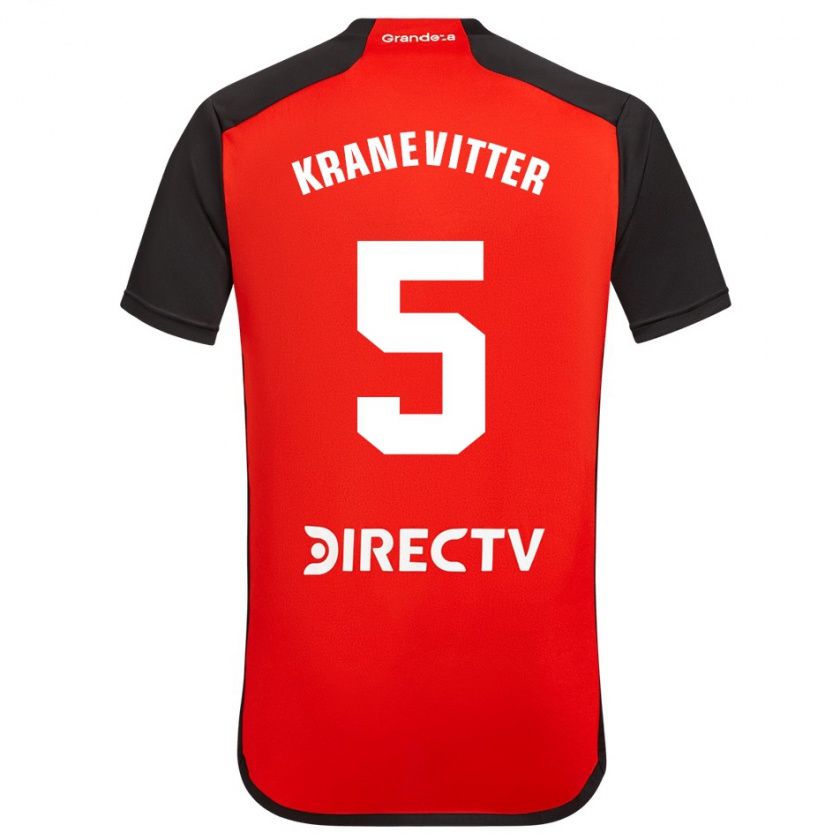 Kandiny Homme Maillot Matías Kranevitter #5 Rouge Noir Blanc Tenues Extérieur 2024/25 T-Shirt