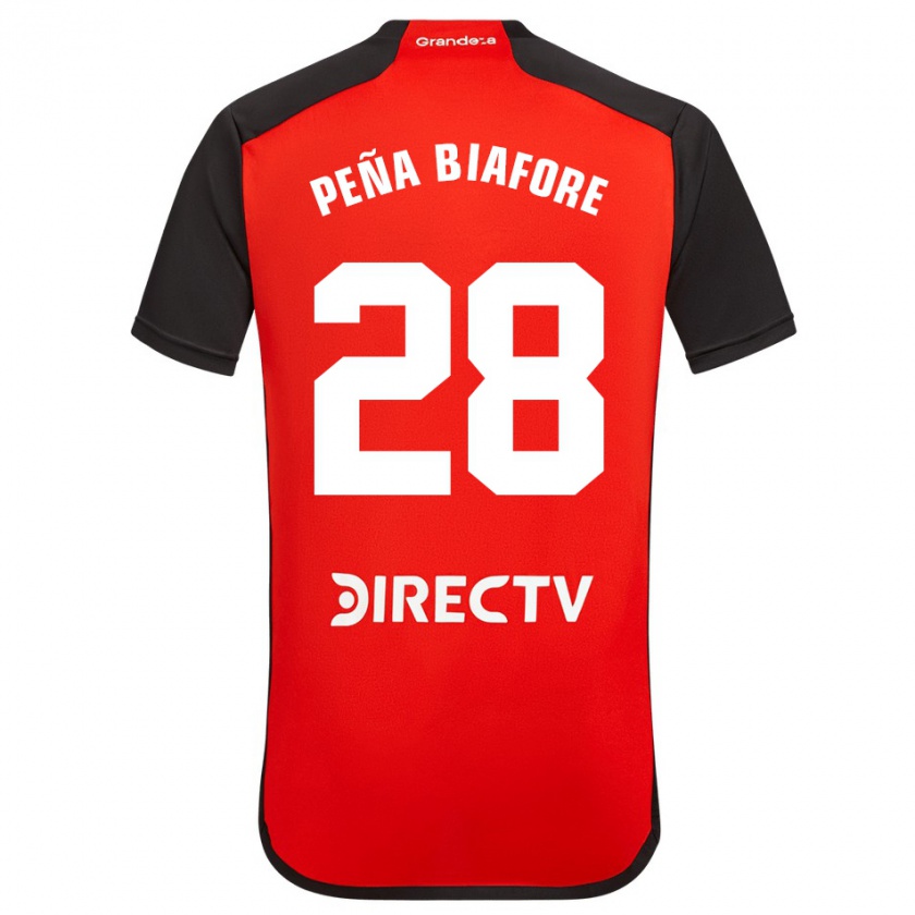 Kandiny Homme Maillot Felipe Peña Biafore #28 Rouge Noir Blanc Tenues Extérieur 2024/25 T-Shirt