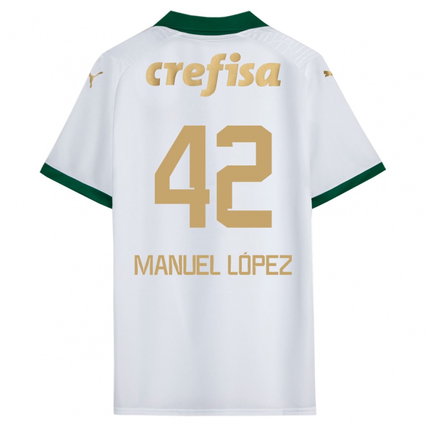 Kandiny Homme Maillot José Manuel López #42 Blanc Vert Tenues Extérieur 2024/25 T-Shirt