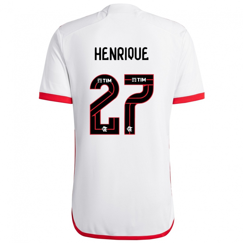 Kandiny Homme Maillot Bruno Henrique #27 Blanc Rouge Tenues Extérieur 2024/25 T-Shirt