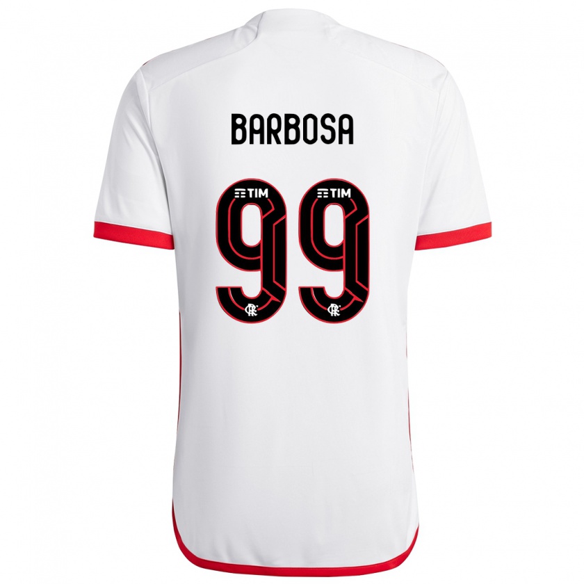 Kandiny Homme Maillot Gabriel Barbosa #99 Blanc Rouge Tenues Extérieur 2024/25 T-Shirt