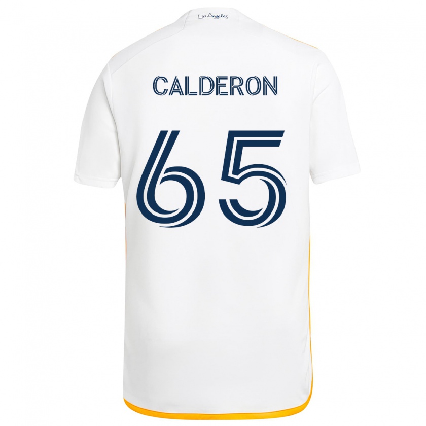 Kandiny Femme Maillot Juan Calderón #65 Blanc Jaune Tenues Domicile 2024/25 T-Shirt