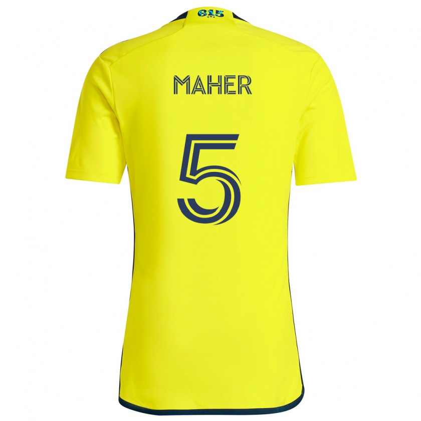 Kandiny Femme Maillot Jack Maher #5 Jaune Bleu Tenues Domicile 2024/25 T-Shirt