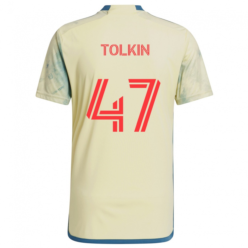 Kandiny Femme Maillot John Tolkin #47 Jaune Rouge Bleu Tenues Domicile 2024/25 T-Shirt