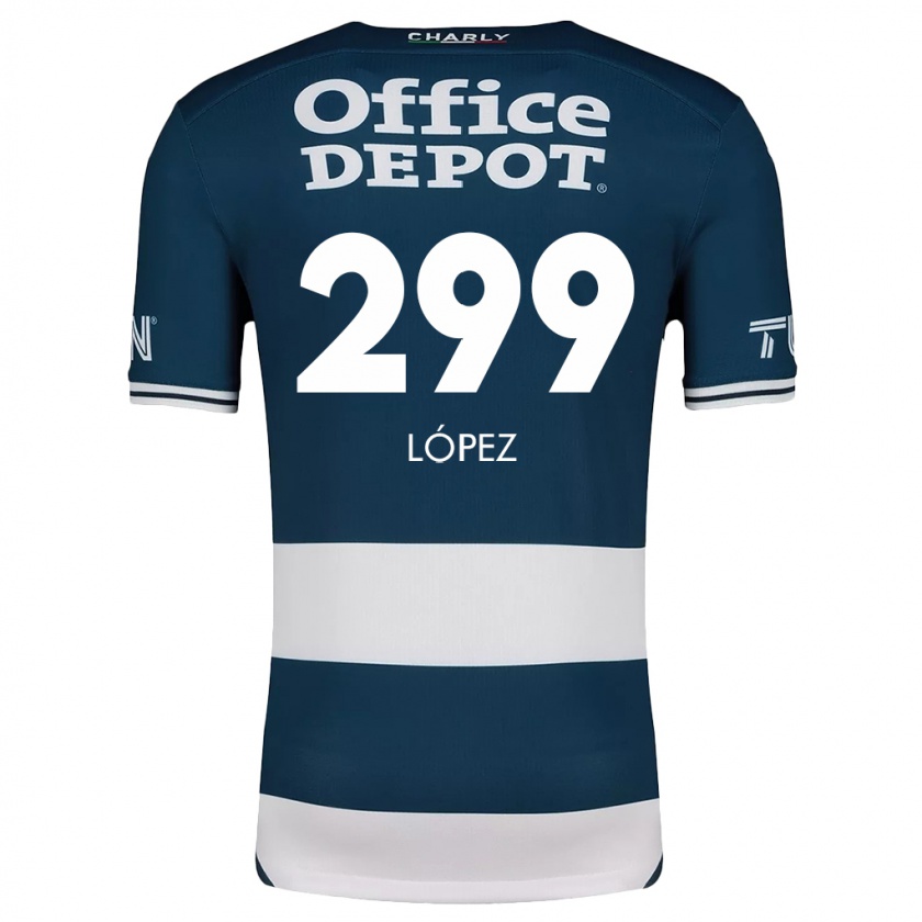 Kandiny Femme Maillot Santiago López #299 Bleu Blanc Tenues Domicile 2024/25 T-Shirt