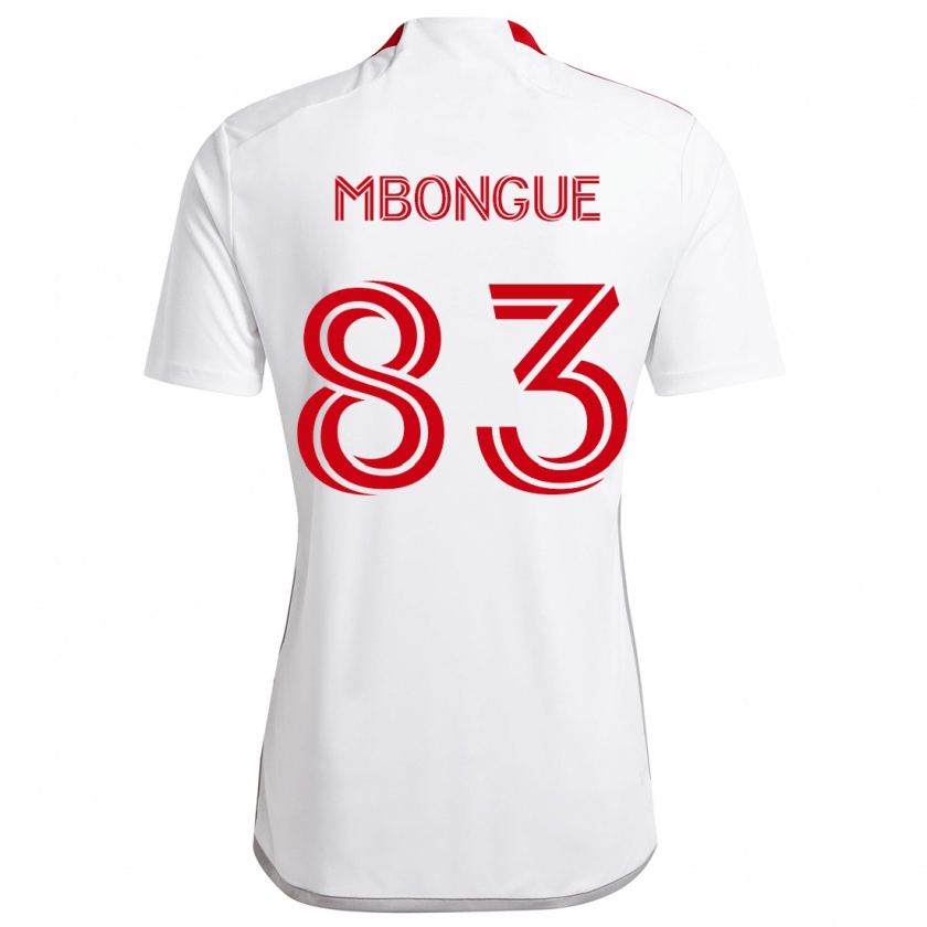 Kandiny Femme Maillot Hugo Mbongue #83 Blanc Rouge Tenues Extérieur 2024/25 T-Shirt