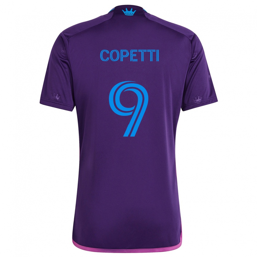 Kandiny Femme Maillot Enzo Copetti #9 Bleu Violet Tenues Extérieur 2024/25 T-Shirt