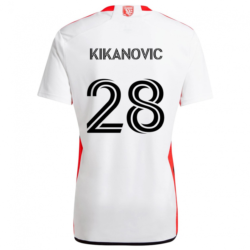 Kandiny Femme Maillot Benjamin Kikanović #28 Blanc Rouge Tenues Extérieur 2024/25 T-Shirt