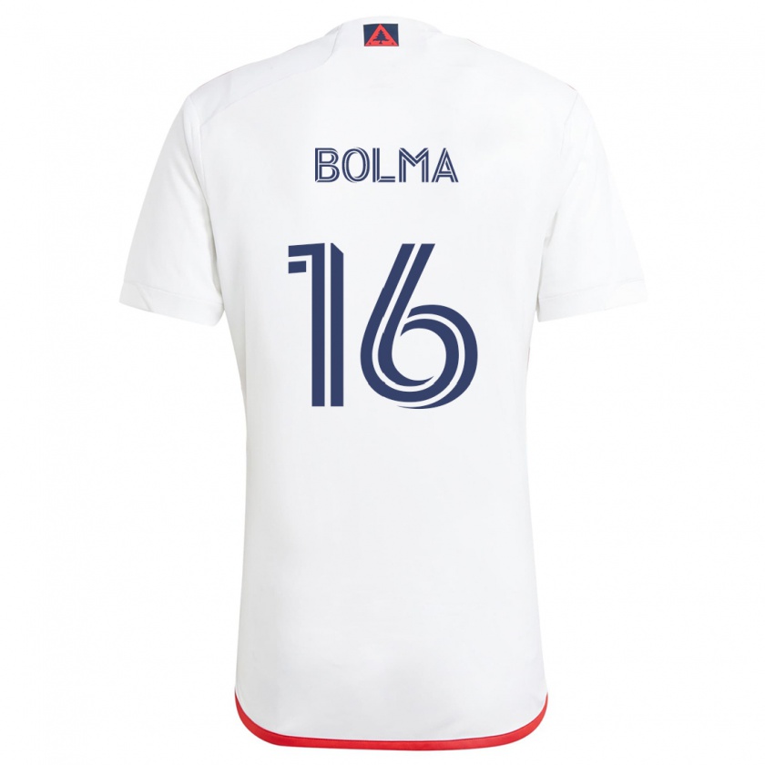 Kandiny Femme Maillot Josh Bolma #16 Blanc Rouge Tenues Extérieur 2024/25 T-Shirt