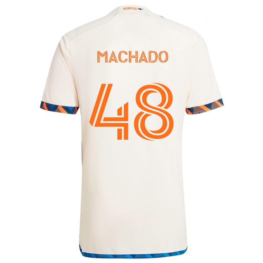 Kandiny Femme Maillot Juan Machado #48 Blanc Orange Tenues Extérieur 2024/25 T-Shirt