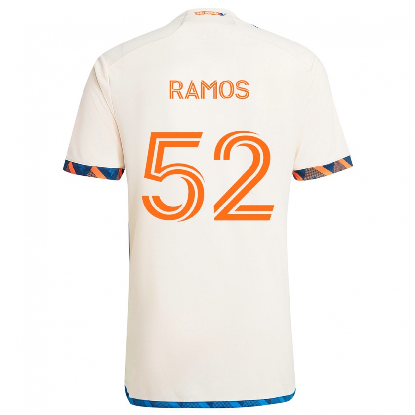 Kandiny Femme Maillot Yair Ramos #52 Blanc Orange Tenues Extérieur 2024/25 T-Shirt