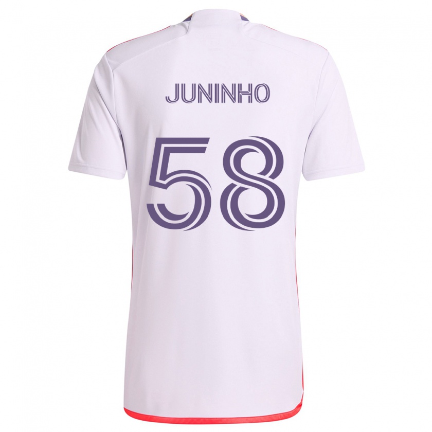 Kandiny Femme Maillot Juninho #58 Blanc Rouge Violet Tenues Extérieur 2024/25 T-Shirt