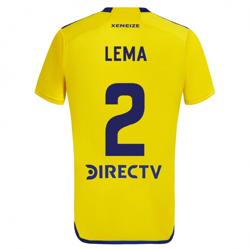 Kandiny Femme Maillot Cristian Lema #2 Jaune Bleu Tenues Extérieur 2024/25 T-Shirt