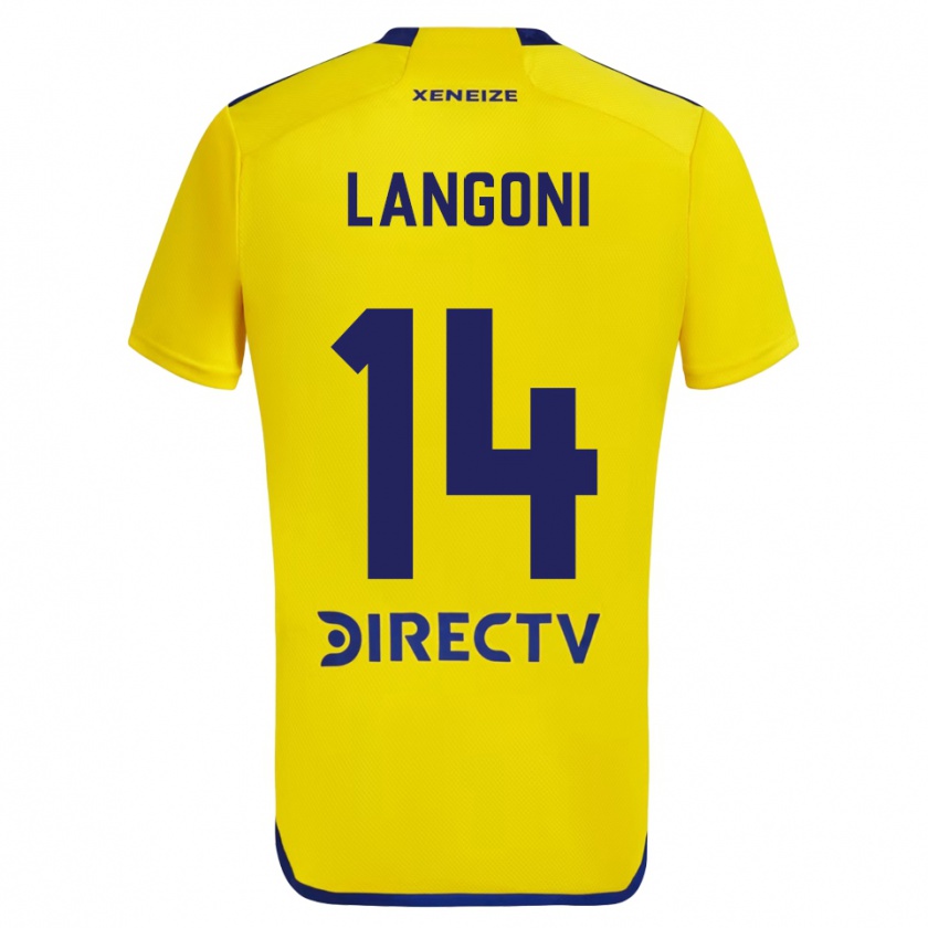 Kandiny Femme Maillot Luca Langoni #14 Jaune Bleu Tenues Extérieur 2024/25 T-Shirt