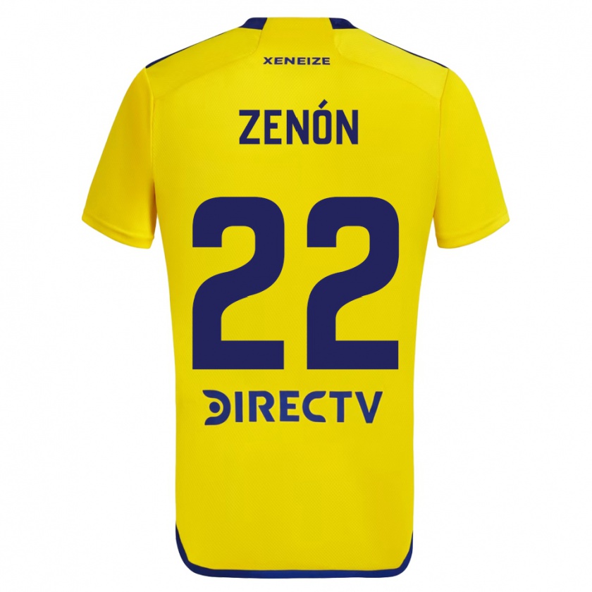 Kandiny Femme Maillot Kevin Zenón #22 Jaune Bleu Tenues Extérieur 2024/25 T-Shirt