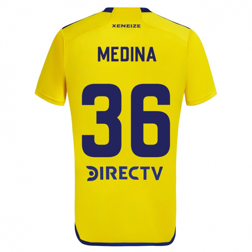 Kandiny Femme Maillot Cristian Medina #36 Jaune Bleu Tenues Extérieur 2024/25 T-Shirt