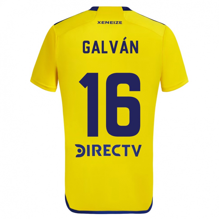 Kandiny Femme Maillot Lucas Galván #16 Jaune Bleu Tenues Extérieur 2024/25 T-Shirt