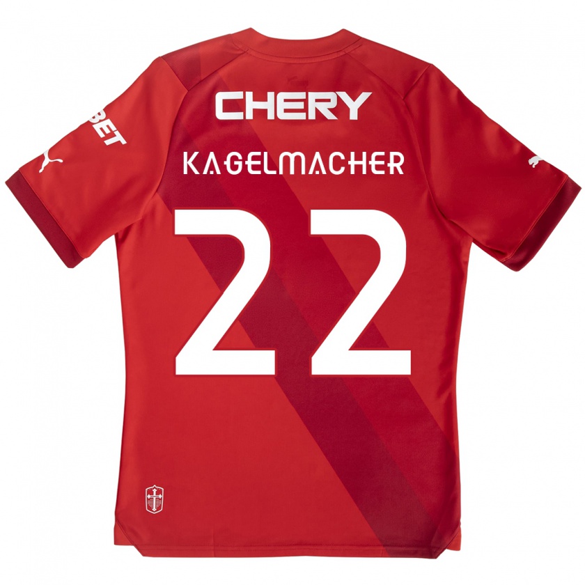 Kandiny Femme Maillot Gary Kagelmacher #22 Rouge Blanc Tenues Extérieur 2024/25 T-Shirt