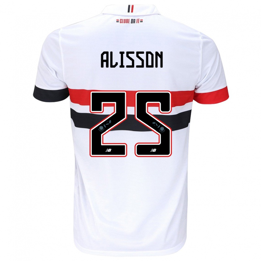 Kandiny Enfant Maillot Alisson #25 Blanc Rouge Noir Tenues Domicile 2024/25 T-Shirt