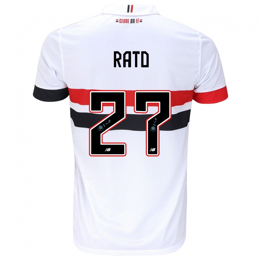 Kandiny Enfant Maillot Wellington Rato #27 Blanc Rouge Noir Tenues Domicile 2024/25 T-Shirt