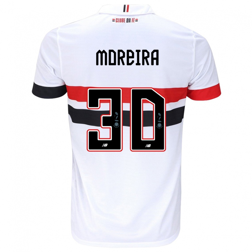 Kandiny Enfant Maillot João Moreira #30 Blanc Rouge Noir Tenues Domicile 2024/25 T-Shirt