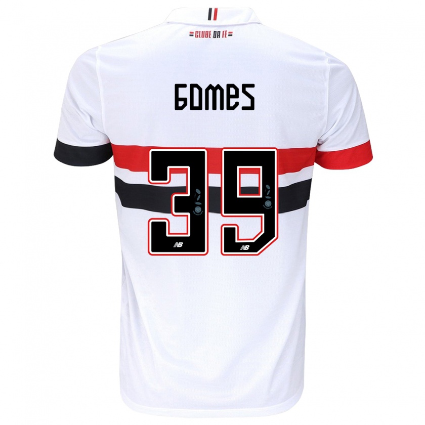 Kandiny Enfant Maillot William Gomes #39 Blanc Rouge Noir Tenues Domicile 2024/25 T-Shirt