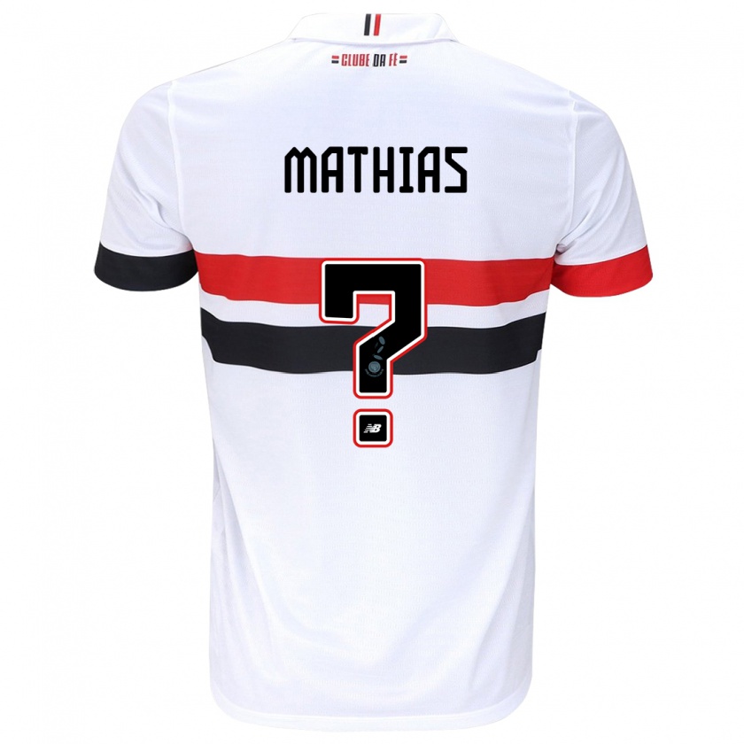 Kandiny Enfant Maillot Leandro Mathias #0 Blanc Rouge Noir Tenues Domicile 2024/25 T-Shirt