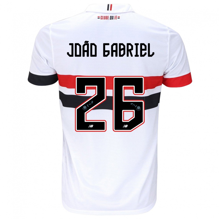 Kandiny Enfant Maillot João Gabriel #26 Blanc Rouge Noir Tenues Domicile 2024/25 T-Shirt