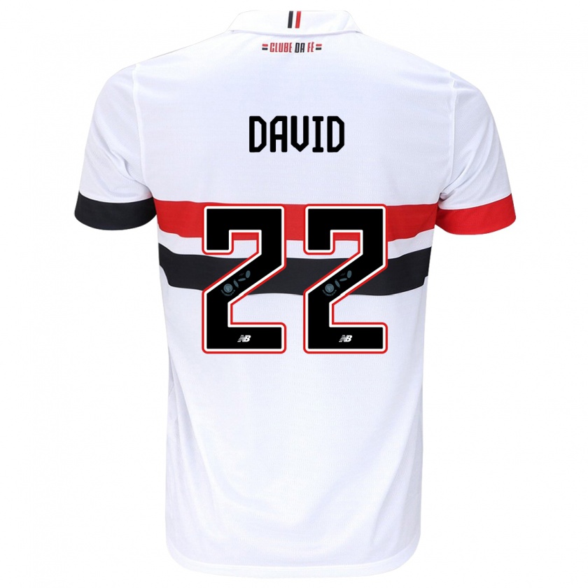 Kandiny Enfant Maillot David #22 Blanc Rouge Noir Tenues Domicile 2024/25 T-Shirt