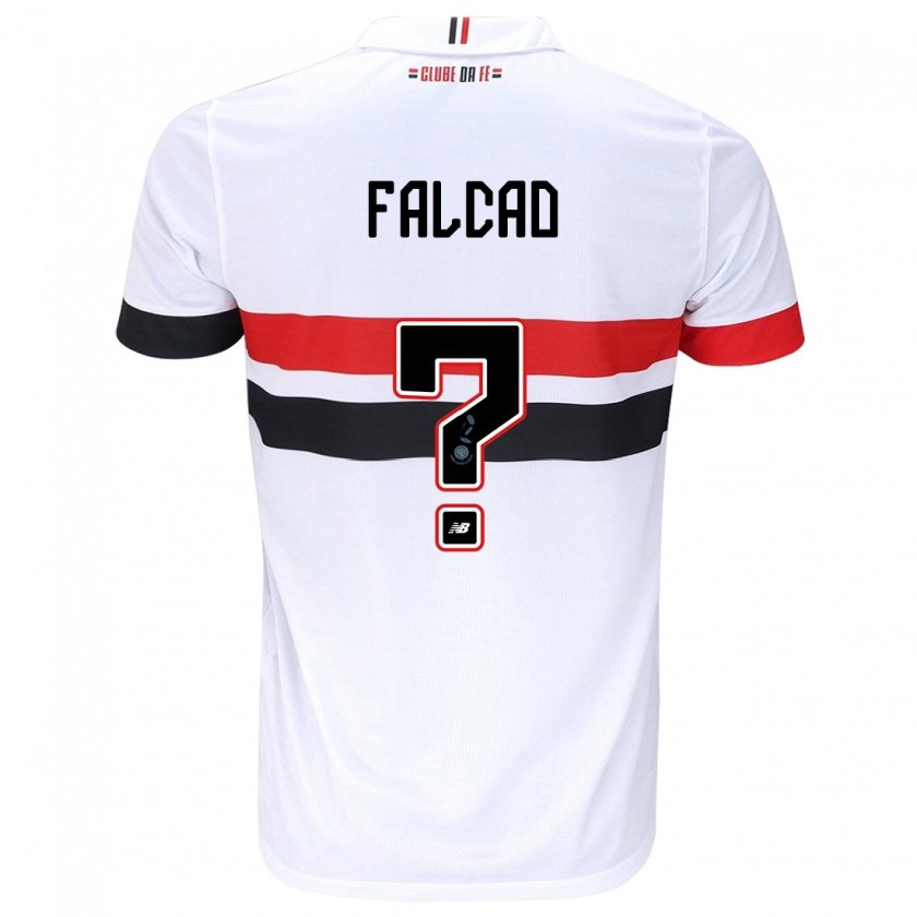 Kandiny Enfant Maillot Gabriel Falcão #0 Blanc Rouge Noir Tenues Domicile 2024/25 T-Shirt