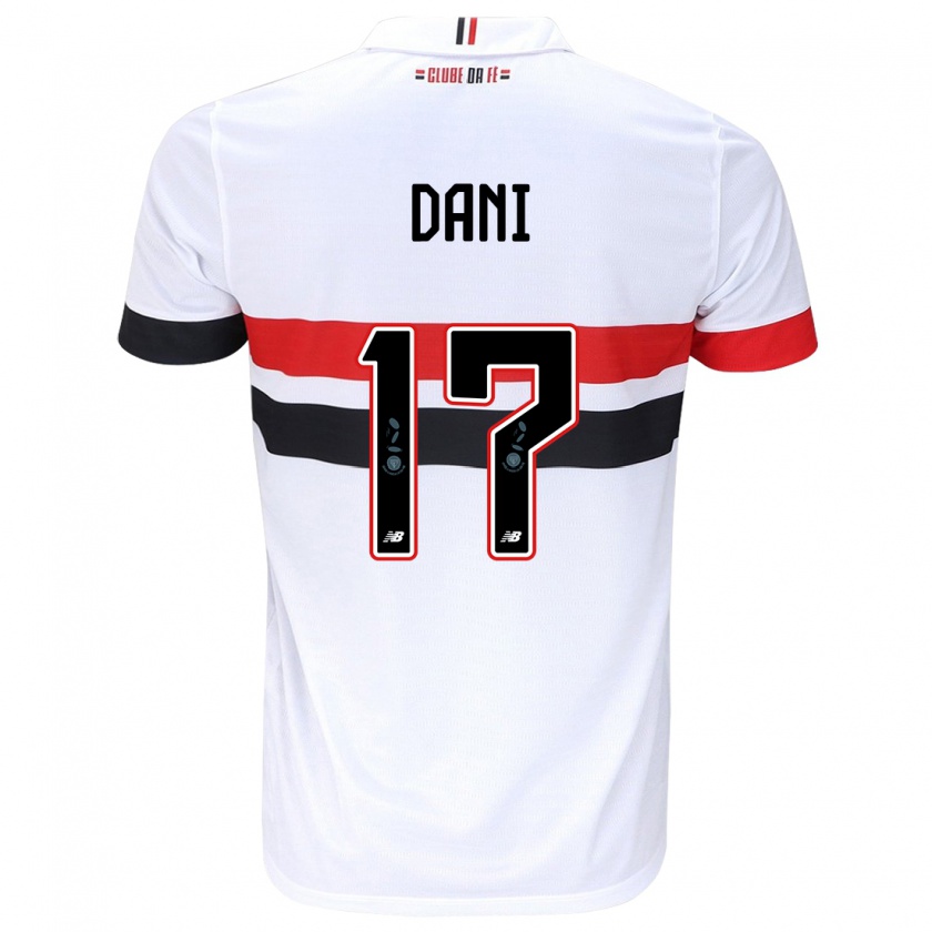 Kandiny Enfant Maillot Dani #17 Blanc Rouge Noir Tenues Domicile 2024/25 T-Shirt