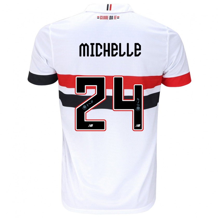 Kandiny Enfant Maillot Michelle #24 Blanc Rouge Noir Tenues Domicile 2024/25 T-Shirt