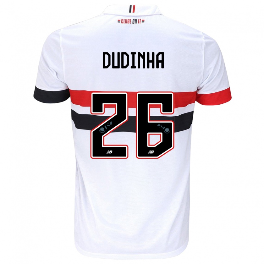 Kandiny Enfant Maillot Dudinha #26 Blanc Rouge Noir Tenues Domicile 2024/25 T-Shirt