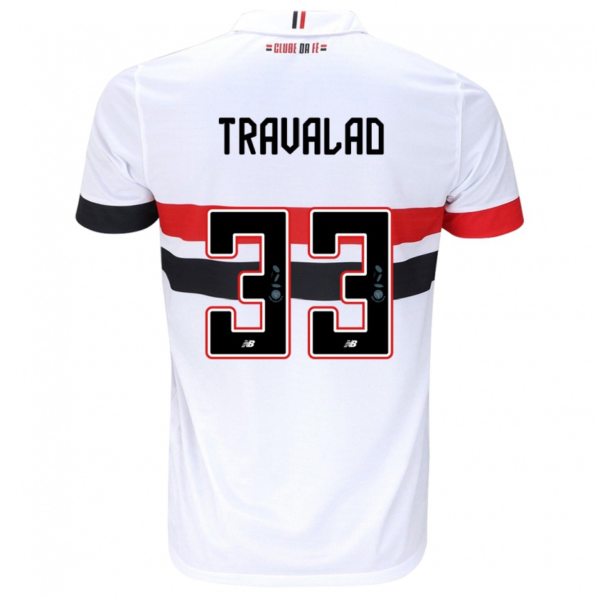 Kandiny Enfant Maillot Rafa Travalão #33 Blanc Rouge Noir Tenues Domicile 2024/25 T-Shirt