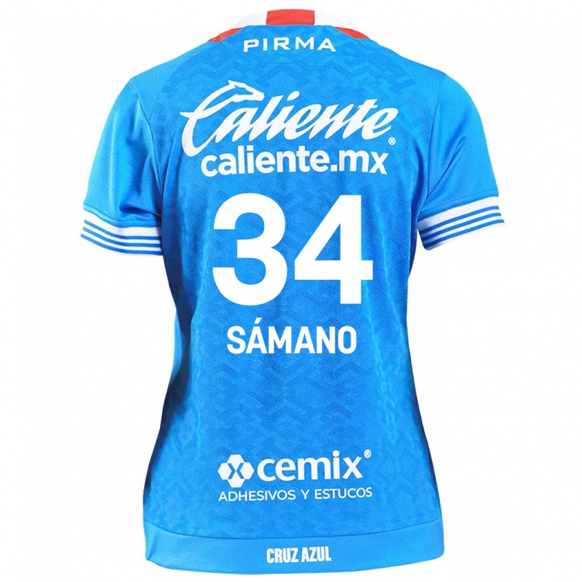 Kandiny Enfant Maillot Leonardo Sámano #34 Bleu Ciel Tenues Domicile 2024/25 T-Shirt