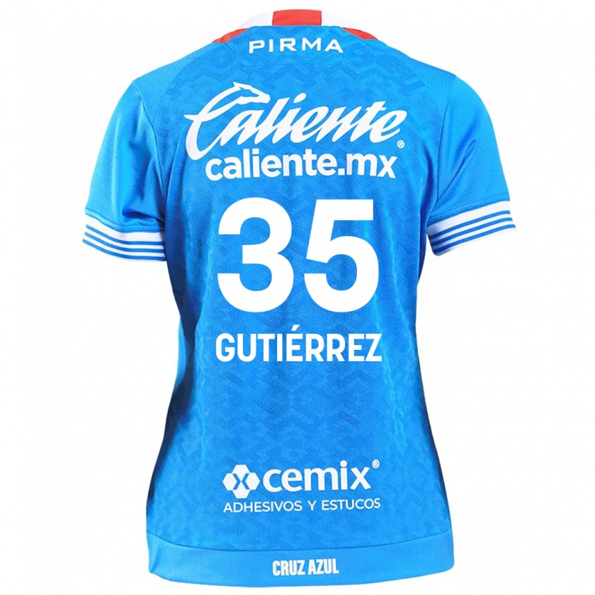 Kandiny Enfant Maillot Luis Gutiérrez #35 Bleu Ciel Tenues Domicile 2024/25 T-Shirt