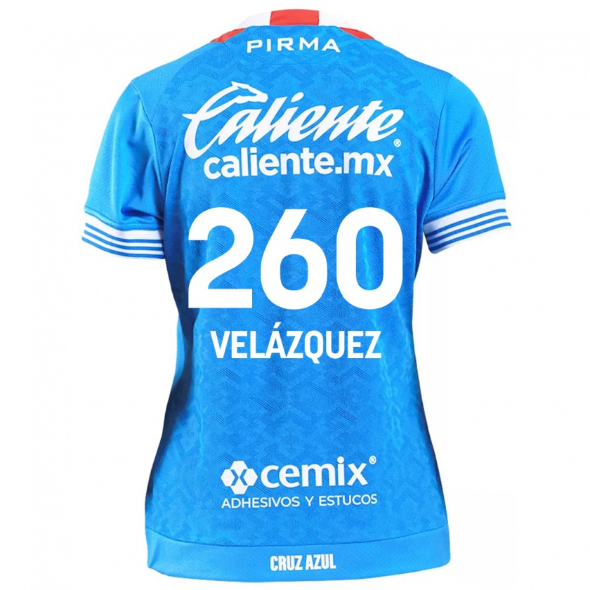 Kandiny Enfant Maillot Víctor Velázquez #260 Bleu Ciel Tenues Domicile 2024/25 T-Shirt