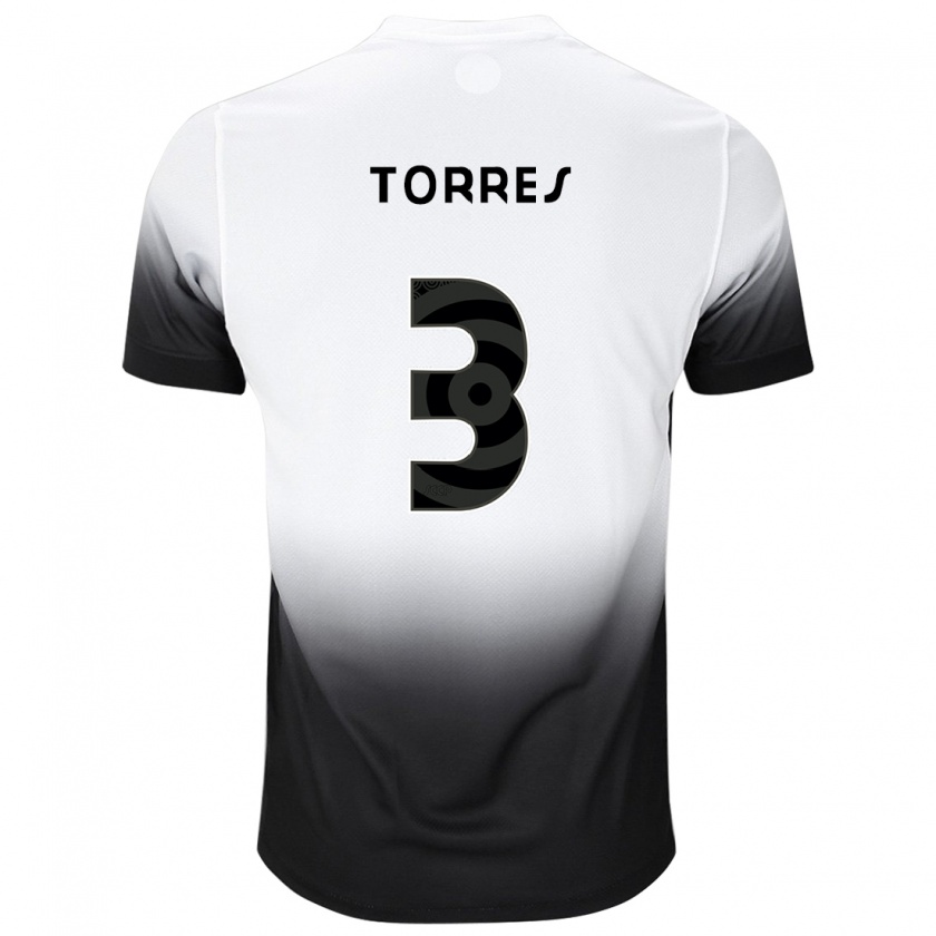 Kandiny Enfant Maillot Félix Torres #3 Blanc Noir Tenues Domicile 2024/25 T-Shirt