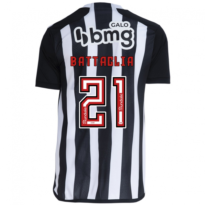 Kandiny Enfant Maillot Rodrigo Battaglia #21 Blanc Noir Tenues Domicile 2024/25 T-Shirt