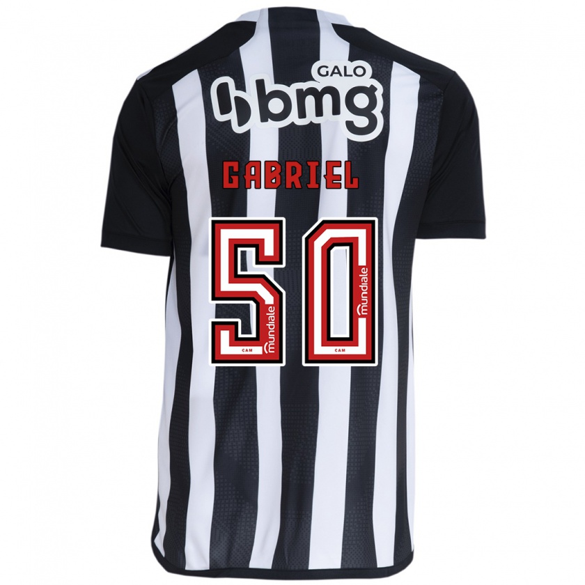 Kandiny Enfant Maillot Vitor Gabriel #50 Blanc Noir Tenues Domicile 2024/25 T-Shirt