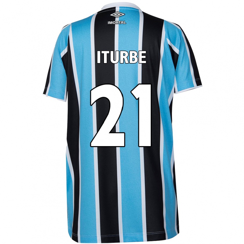 Kandiny Enfant Maillot Juan Iturbe #21 Bleu Noir Blanc Tenues Domicile 2024/25 T-Shirt