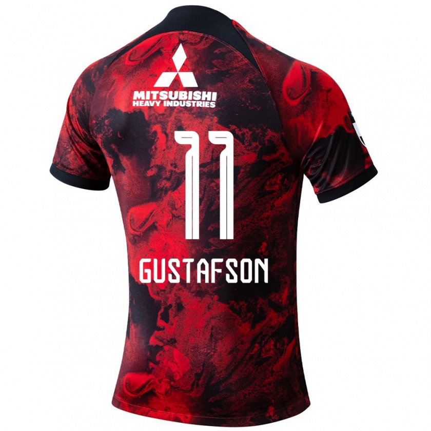 Kandiny Enfant Maillot Samuel Gustafson #11 Rouge Noir Tenues Domicile 2024/25 T-Shirt