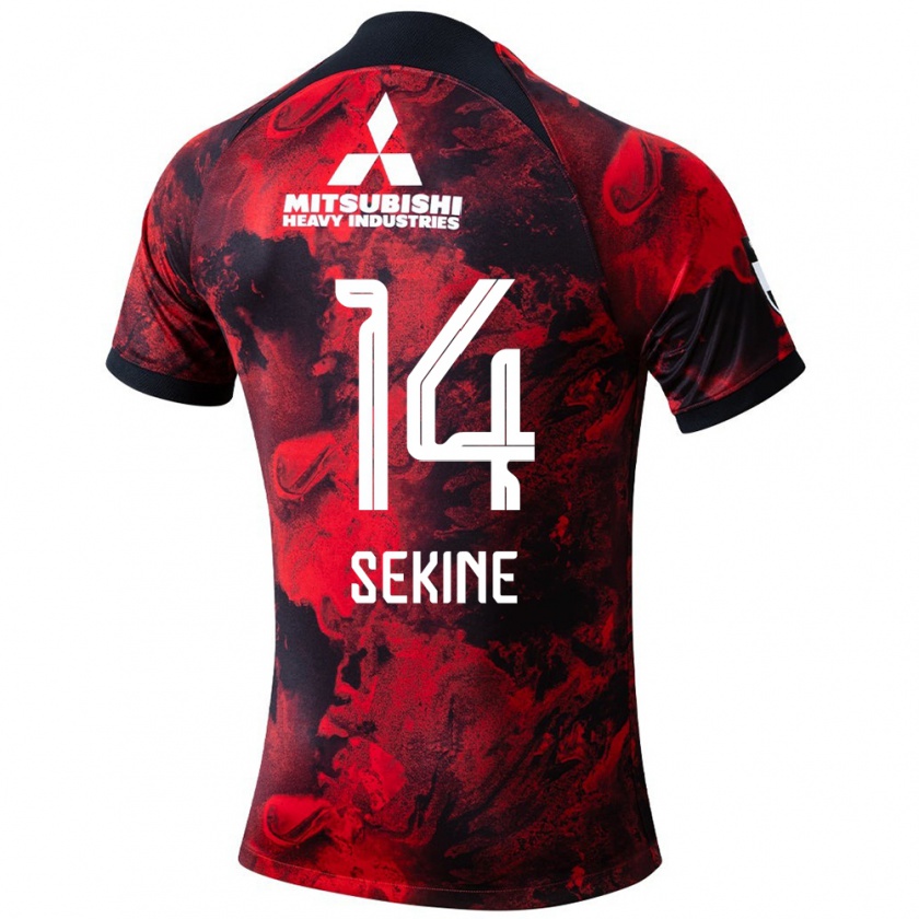 Kandiny Enfant Maillot Takahiro Sekine #14 Rouge Noir Tenues Domicile 2024/25 T-Shirt