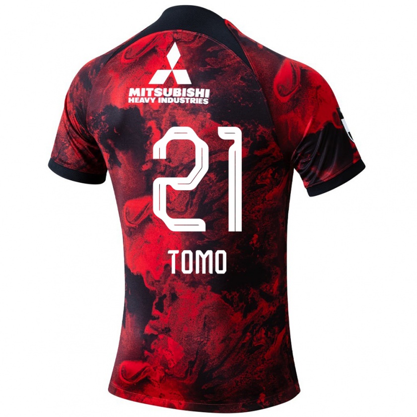 Kandiny Enfant Maillot Tomoaki Okubo #21 Rouge Noir Tenues Domicile 2024/25 T-Shirt