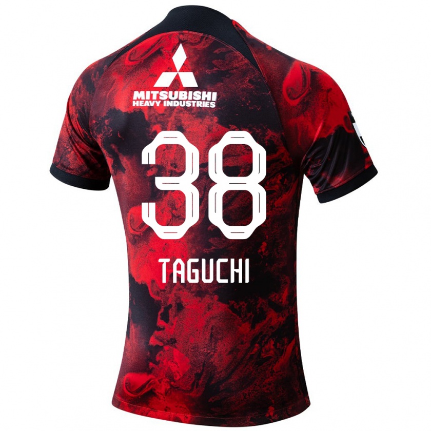 Kandiny Enfant Maillot Keita Taguchi #38 Rouge Noir Tenues Domicile 2024/25 T-Shirt